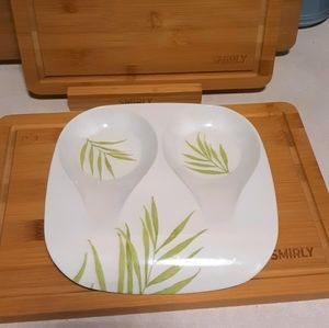 NWT CORELLE BAMBOO DOUBLE SPOON REST